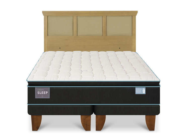 JUEGO DE DORMITORIO CIC CAMA EUROPEA GREEN SLEEP KING + RESPALDO TORINO MOSTAZAA - 1