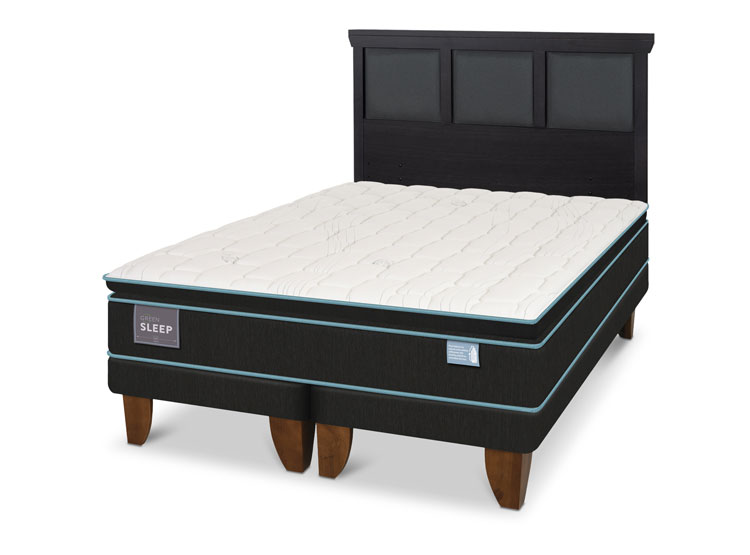 JUEGO DE DORMITORIO CIC CAMA EUROPEA GREEN SLEEP KING + RESPALDO TORINO NEGRO - 2