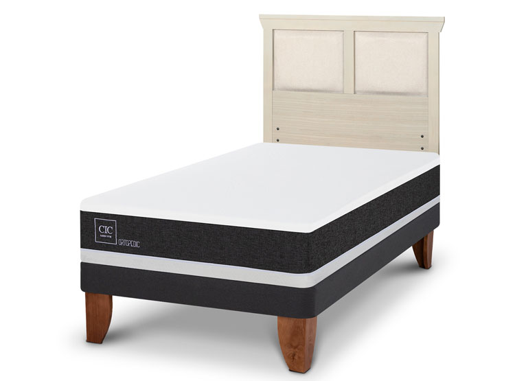 JUEGO DE DORMITORIO CIC CAMA EUROPEA ORTOPEDIC 1.5 PLAZAS + RESPALDO TORINO ALPINO - 2