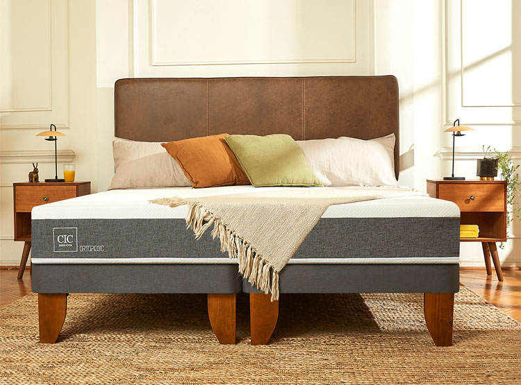 JUEGO DE DORMITORIO CIC CAMA EUROPEA ORTOPEDIC 1.5 PLAZAS + RESPALDO TORINO ALPINO - 8