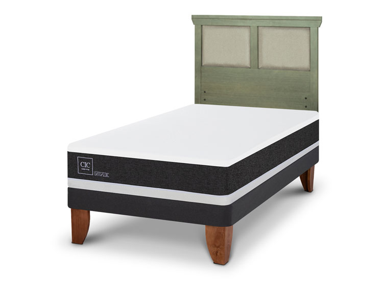 JUEGO DE DORMITORIO CIC CAMA EUROPEA ORTOPEDIC 1.5 PLAZAS + RESPALDO TORINO OLIVO - 2