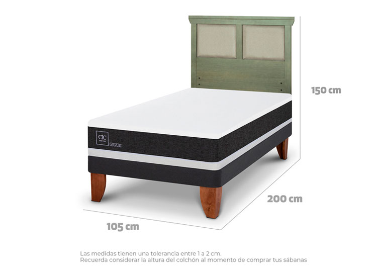 JUEGO DE DORMITORIO CIC CAMA EUROPEA ORTOPEDIC 1.5 PLAZAS + RESPALDO TORINO OLIVO - 3