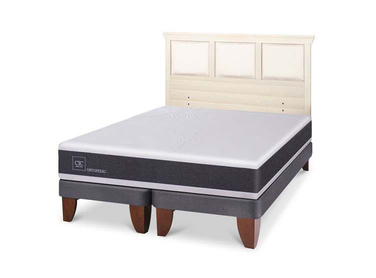 JUEGO DE DORMITORIO CIC CAMA EUROPEA ORTOPEDIC BD 2 PLAZAS + RESPALDO TORINO ALPINO - 2