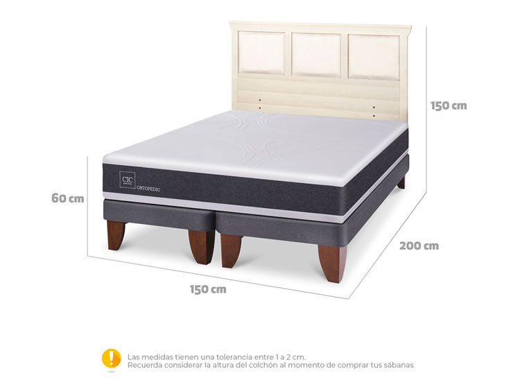 JUEGO DE DORMITORIO CIC CAMA EUROPEA ORTOPEDIC BD 2 PLAZAS + RESPALDO TORINO ALPINO - 3