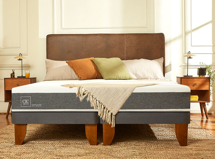 JUEGO DE DORMITORIO CIC CAMA EUROPEA ORTOPEDIC BD 2 PLAZAS + RESPALDO TORINO ALPINO - 8