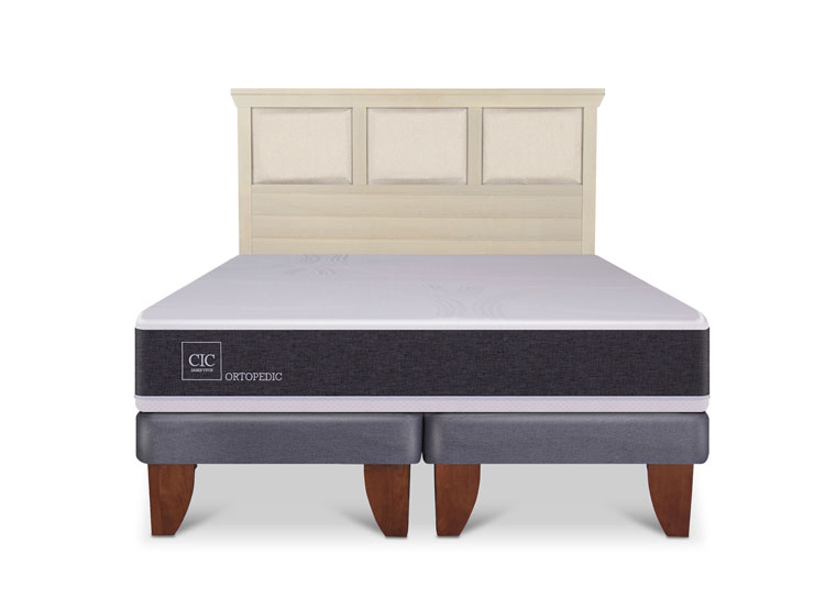 JUEGO DE DORMITORIO CIC CAMA EUROPEA ORTOPEDIC BD 2 PLAZAS + RESPALDO TORINO ALPINO - 1