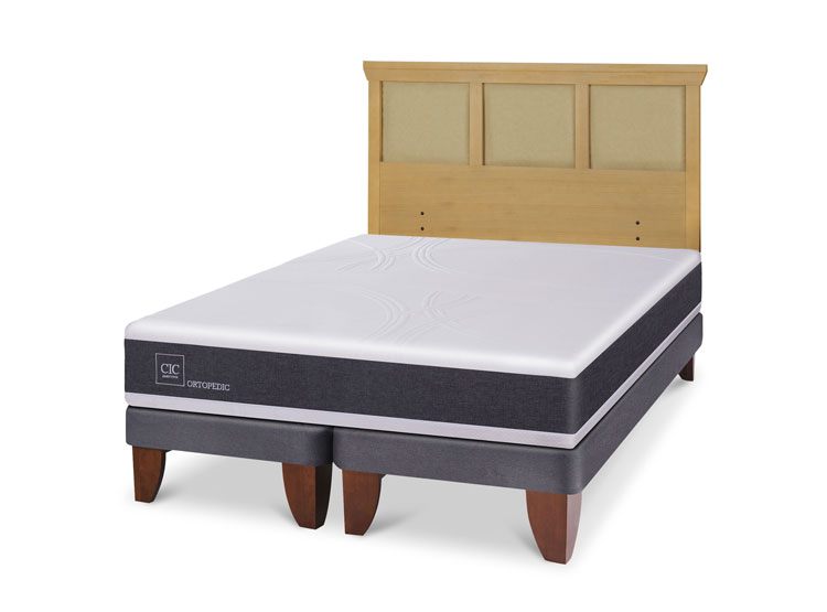 JUEGO DE DORMITORIO CIC CAMA EUROPEA ORTOPEDIC BD 2 PLAZAS + RESPALDO TORINO MOSTAZA - 2