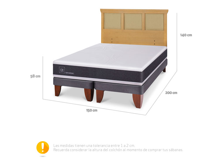 JUEGO DE DORMITORIO CIC CAMA EUROPEA ORTOPEDIC BD 2 PLAZAS + RESPALDO TORINO MOSTAZA - 3
