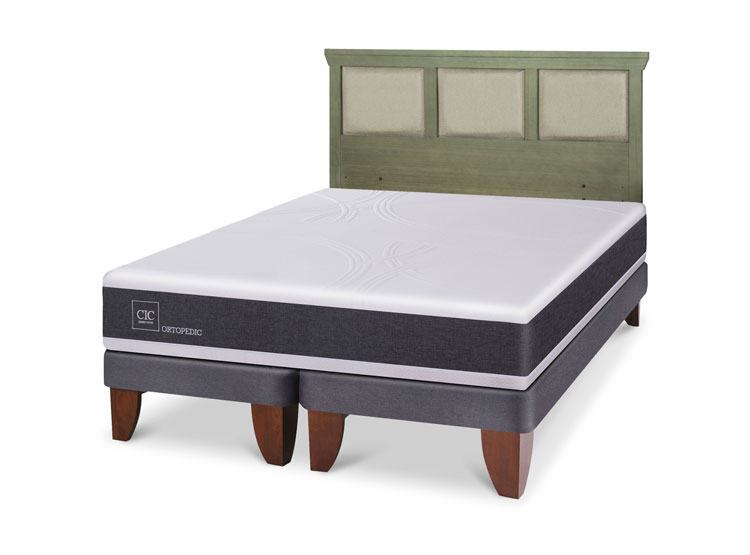 JUEGO DE DORMITORIO CIC CAMA EUROPEA ORTOPEDIC BD 2 PLAZAS + RESPALDO TORINO OLIVO - 2