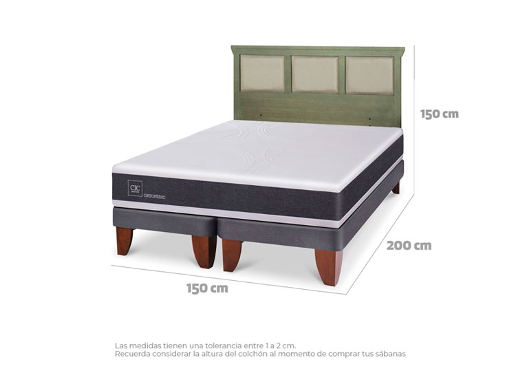 JUEGO DE DORMITORIO CIC CAMA EUROPEA ORTOPEDIC BD 2 PLAZAS + RESPALDO TORINO OLIVO - 3