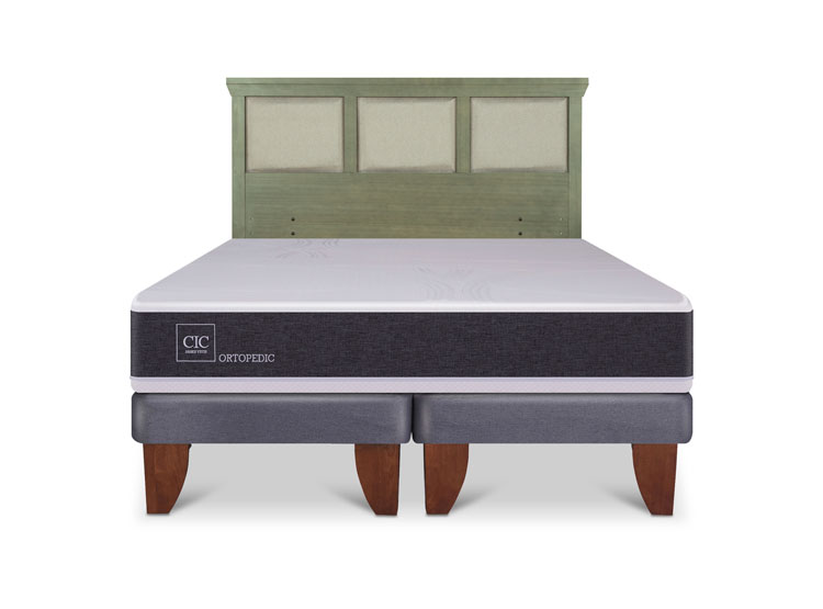 JUEGO DE DORMITORIO CIC CAMA EUROPEA ORTOPEDIC BD 2 PLAZAS + RESPALDO TORINO OLIVO - 1