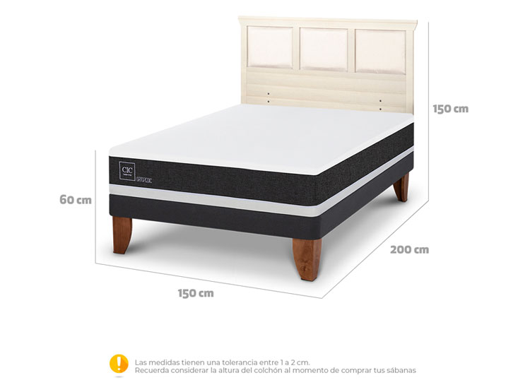 JUEGO DE DORMITORIO CIC CAMA EUROPEA ORTOPEDIC BN 2 PLAZAS + RESPALDO TORINO ALPINO - 3