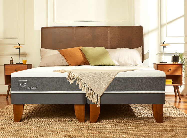 JUEGO DE DORMITORIO CIC CAMA EUROPEA ORTOPEDIC BN 2 PLAZAS + RESPALDO TORINO ALPINO - 8