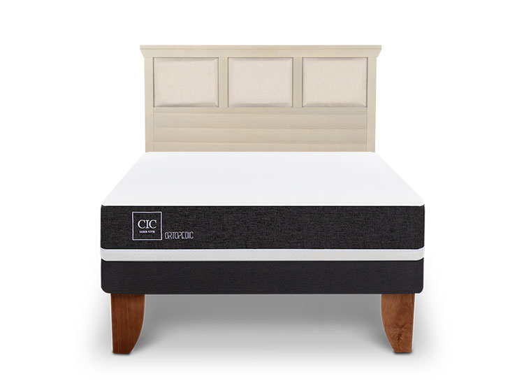 JUEGO DE DORMITORIO CIC CAMA EUROPEA ORTOPEDIC BN 2 PLAZAS + RESPALDO TORINO ALPINO - 1