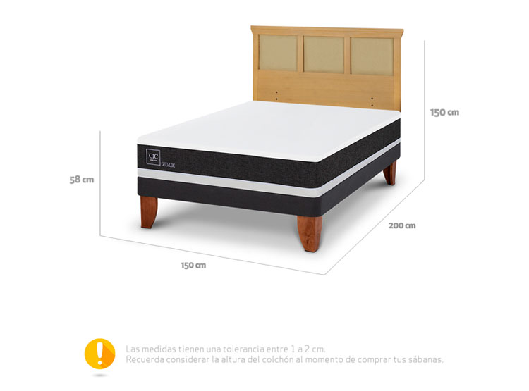 JUEGO DE DORMITORIO CIC CAMA EUROPEA ORTOPEDIC BN 2 PLAZAS + RESPALDO TORINO MOSTAZA - 3