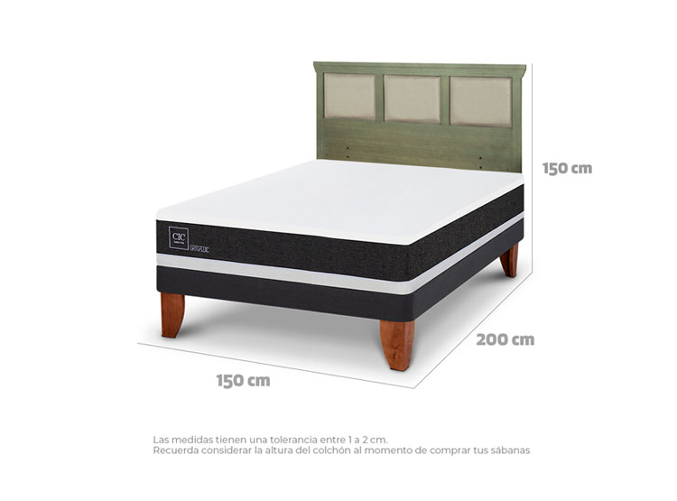 JUEGO DE DORMITORIO CIC CAMA EUROPEA ORTOPEDIC BN 2 PLAZAS + RESPALDO TORINO OLIVO - 3
