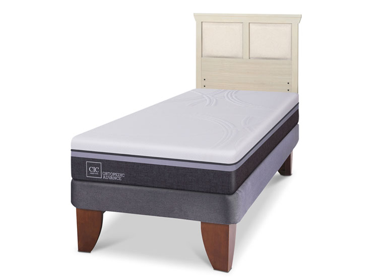 JUEGO DE DORMITORIO CIC CAMA EUROPEA ORTOPEDIC ADVANCE 1.5 PLAZAS + RESPALDO TORINO ALPINO - 2