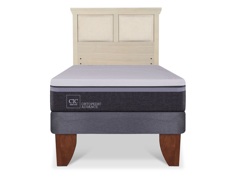 JUEGO DE DORMITORIO CIC CAMA EUROPEA ORTOPEDIC ADVANCE 1.5 PLAZAS + RESPALDO TORINO ALPINO - 1