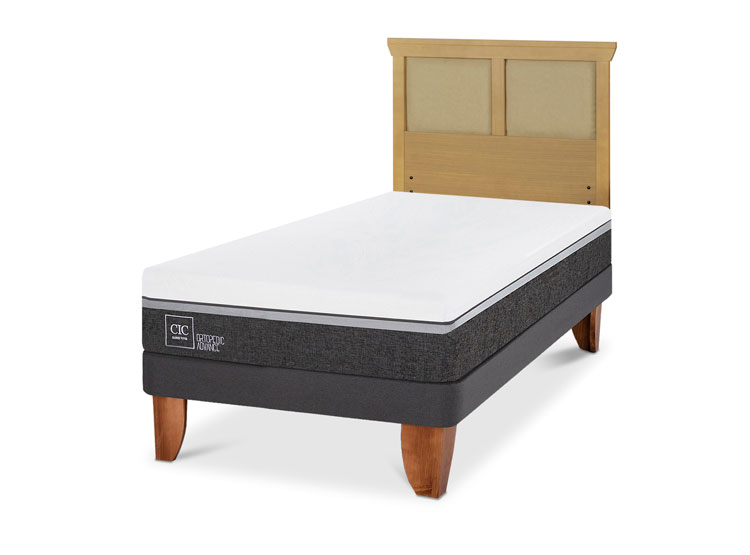 JUEGO DE DORMITORIO CIC CAMA EUROPEA ORTOPEDIC ADVANCE 1.5 PLAZAS + RESPALDO TORINO MOSTAZA - 2