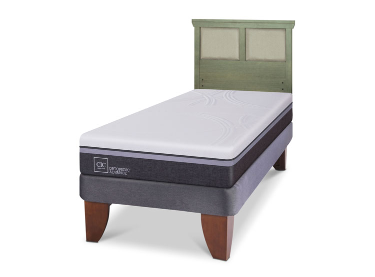 JUEGO DE DORMITORIO CIC CAMA EUROPEA ORTOPEDIC ADVANCE 1.5 PLAZAS + RESPALDO TORINO OLIVO - 2