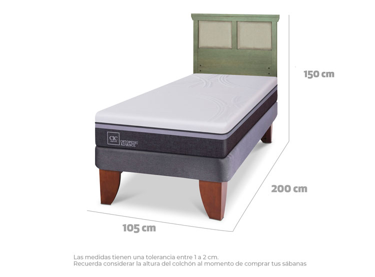 JUEGO DE DORMITORIO CIC CAMA EUROPEA ORTOPEDIC ADVANCE 1.5 PLAZAS + RESPALDO TORINO OLIVO - 3