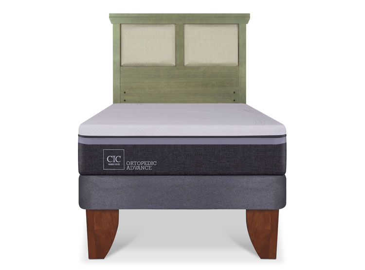 JUEGO DE DORMITORIO CIC CAMA EUROPEA ORTOPEDIC ADVANCE 1.5 PLAZAS + RESPALDO TORINO OLIVO - 1