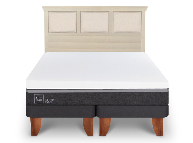 JUEGO DE DORMITORIO CIC CAMA EUROPEA ORTOPEDIC ADVANCE BD 2 PLAZAS + RESPALDO TORINO ALPINO - 1