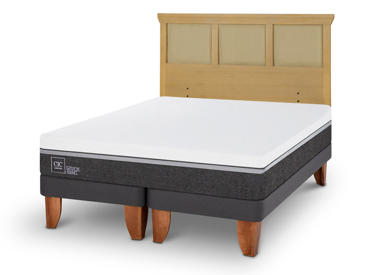 JUEGO DE DORMITORIO CIC CAMA EUROPEA ORTOPEDIC ADVANCE BD 2 PLAZAS + RESPALDO TORINO MOSTAZA - 2