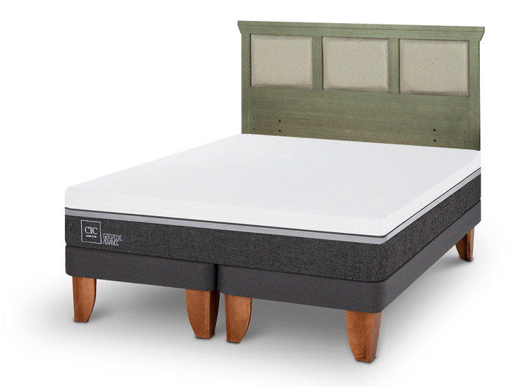 JUEGO DE DORMITORIO CIC CAMA EUROPEA ORTOPEDIC ADVANCE BD 2 PLAZAS + RESPALDO TORINO OLIVO - 2