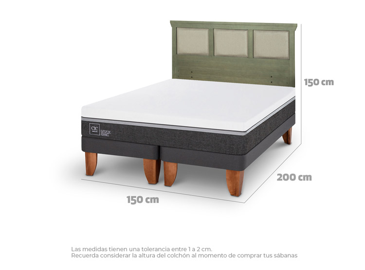 JUEGO DE DORMITORIO CIC CAMA EUROPEA ORTOPEDIC ADVANCE BD 2 PLAZAS + RESPALDO TORINO OLIVO - 3
