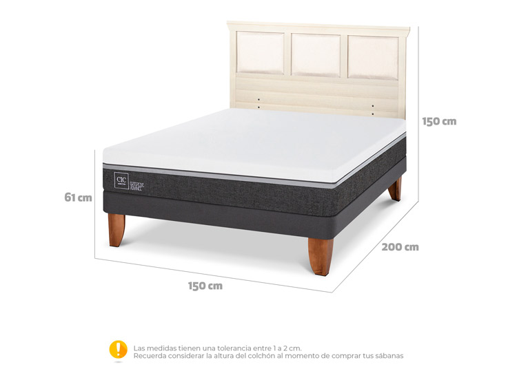 JUEGO DE DORMITORIO CIC CAMA EUROPEA ORTOPEDIC ADVANCE BN 2 PLAZAS + RESPALDO TORINO ALPINO - 3