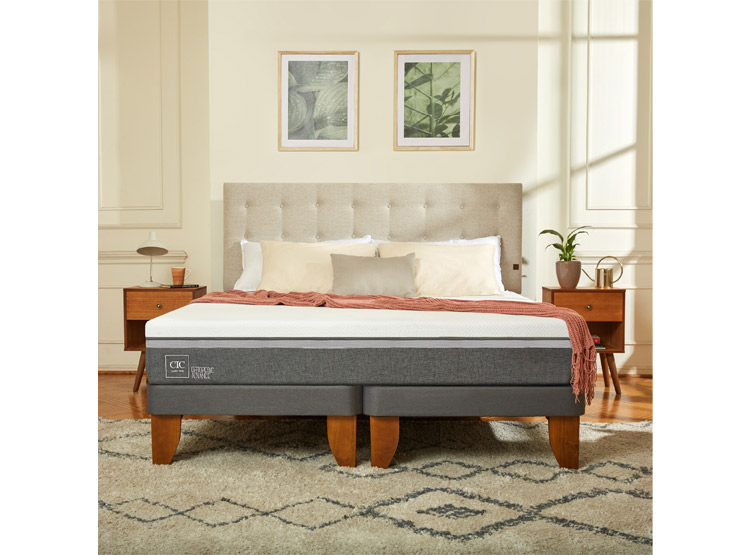 JUEGO DE DORMITORIO CIC CAMA EUROPEA ORTOPEDIC ADVANCE BN 2 PLAZAS + RESPALDO TORINO ALPINO - 9