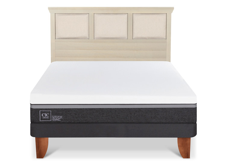 JUEGO DE DORMITORIO CIC CAMA EUROPEA ORTOPEDIC ADVANCE BN 2 PLAZAS + RESPALDO TORINO ALPINO - 1