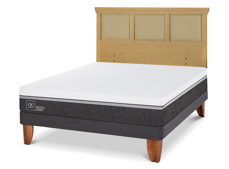 JUEGO DE DORMITORIO CIC CAMA EUROPEA ORTOPEDIC ADVANCE BN 2 PLAZAS + RESPALDO TORINO MOSTAZA - 2