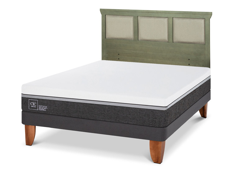 JUEGO DE DORMITORIO CIC CAMA EUROPEA ORTOPEDIC ADVANCE BN 2 PLAZAS + RESPALDO TORINO OLIVO - 2