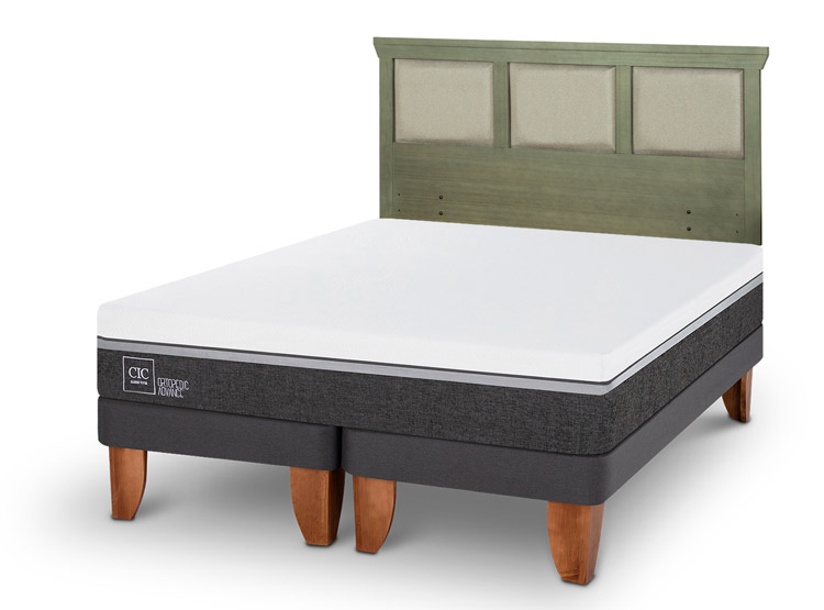 JUEGO DE DORMITORIO CIC CAMA EUROPEA ORTOPEDIC ADVANCE KING + RESPALDO TORINO OLIVO - 2