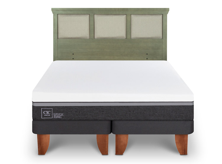 JUEGO DE DORMITORIO CIC CAMA EUROPEA ORTOPEDIC ADVANCE KING + RESPALDO TORINO OLIVO - 1