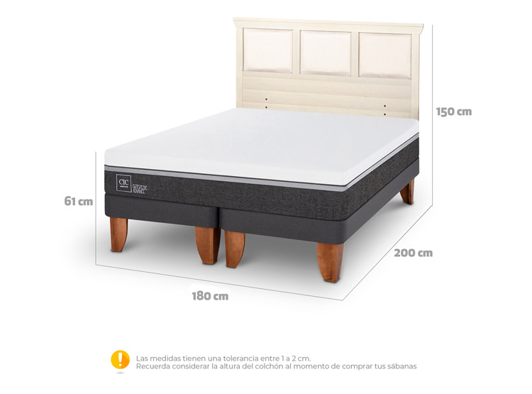 JUEGO DE DORMITORIO CIC CAMA EUROPEA ORTOPEDIC ADVANCE KING + RESPALDO TORINO ALPINO - 3