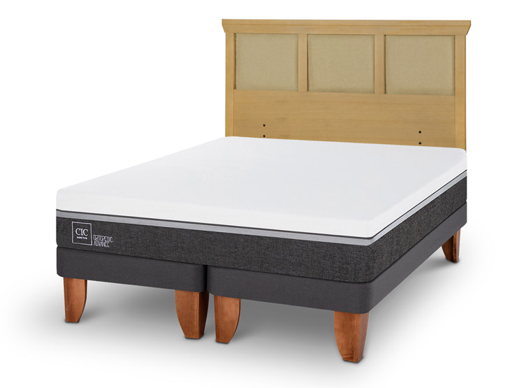 JUEGO DE DORMITORIO CIC CAMA EUROPEA ORTOPEDIC ADVANCE KING + RESPALDO TORINO MOSTAZA - 2