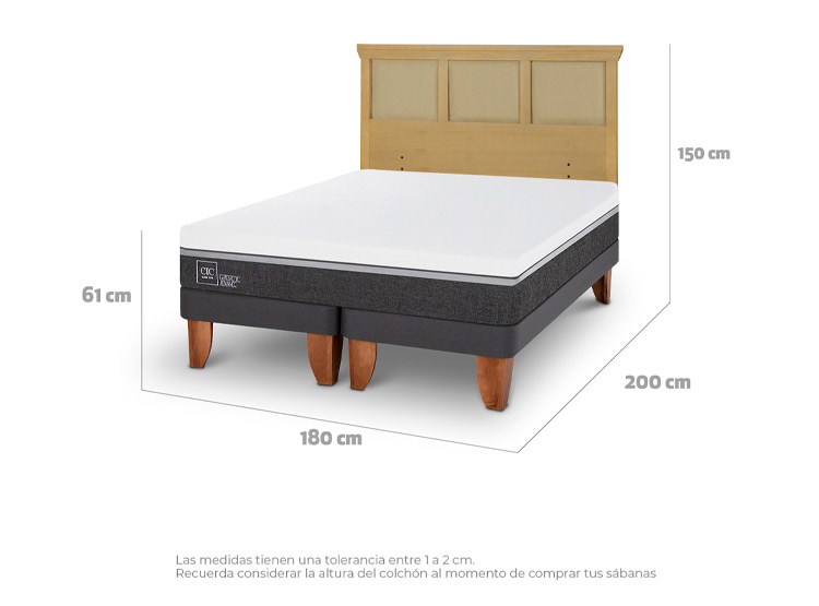 JUEGO DE DORMITORIO CIC CAMA EUROPEA ORTOPEDIC ADVANCE KING + RESPALDO TORINO MOSTAZA - 3