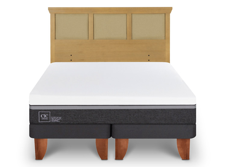 JUEGO DE DORMITORIO CIC CAMA EUROPEA ORTOPEDIC ADVANCE KING + RESPALDO TORINO MOSTAZA - 1