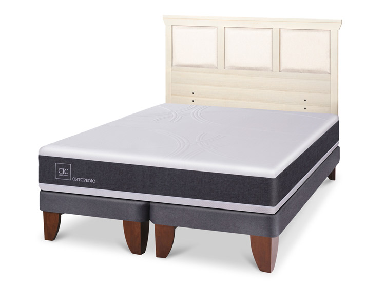 JUEGO DE DORMITORIO CIC CAMA EUROPEA ORTOPEDIC KING + RESPALDO TORINO ALPINO - 2