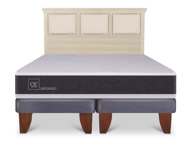 JUEGO DE DORMITORIO CIC CAMA EUROPEA ORTOPEDIC KING + RESPALDO TORINO ALPINO - 1
