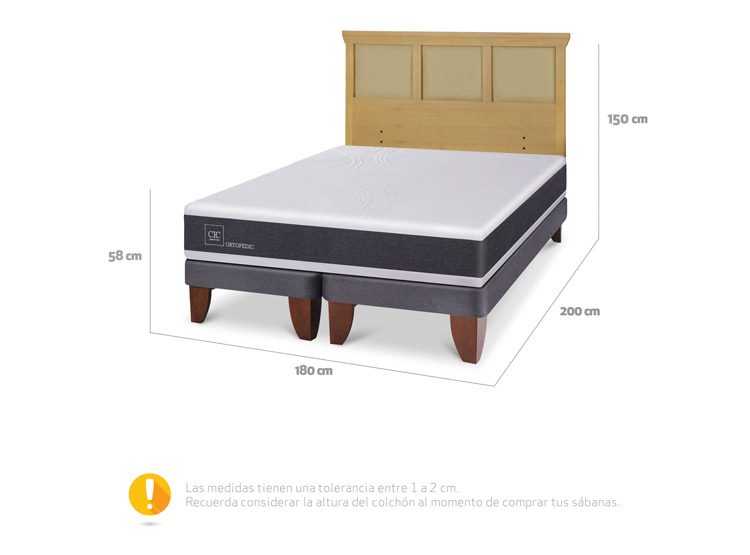 JUEGO DE DORMITORIO CIC CAMA EUROPEA ORTOPEDIC KING + RESPALDO TORINO MOSTAZA - 3