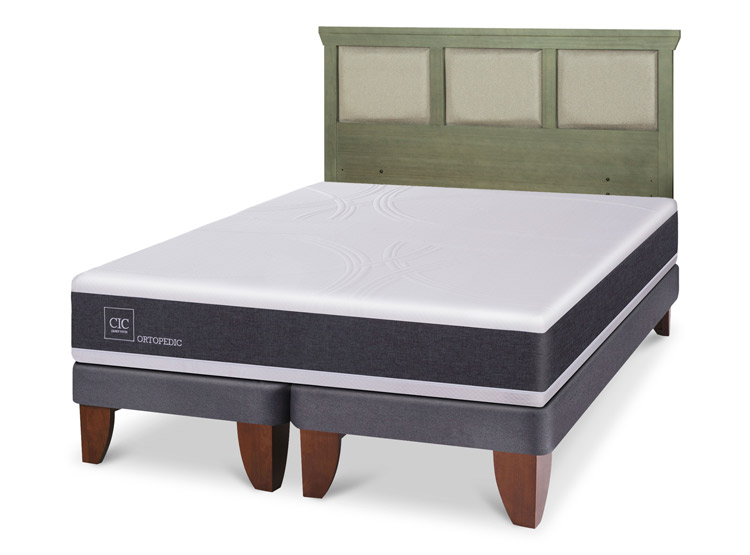 JUEGO DE DORMITORIO CIC CAMA EUROPEA ORTOPEDIC KING + RESPALDO TORINO OLIVO - 2