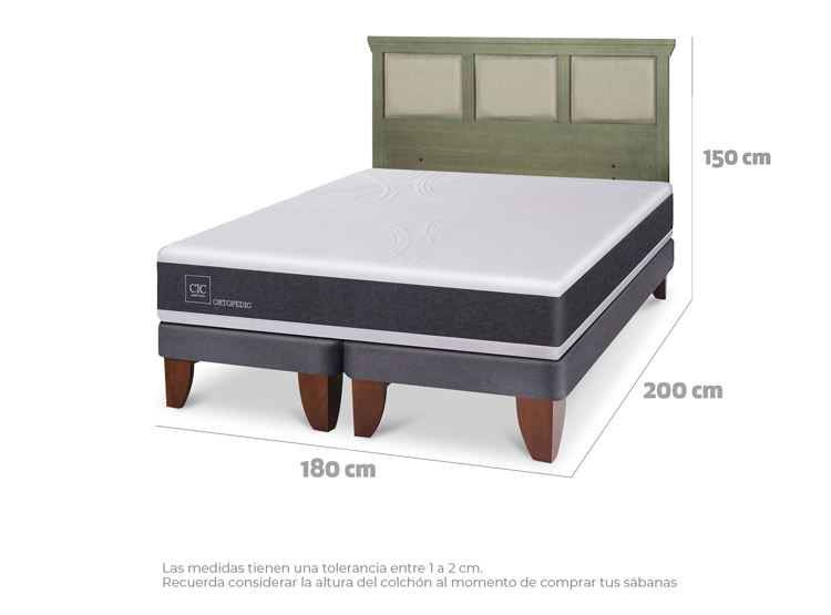 JUEGO DE DORMITORIO CIC CAMA EUROPEA ORTOPEDIC KING + RESPALDO TORINO OLIVO - 3
