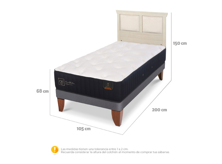 JUEGO DE DORMITORIO CIC CAMA EUROPEA PREMIUM 1.5 PLAZAS + RESPALDO TORINO ALPINO - 3