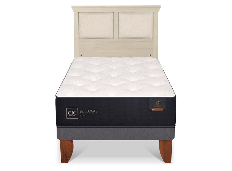 JUEGO DE DORMITORIO CIC CAMA EUROPEA PREMIUM 1.5 PLAZAS + RESPALDO TORINO ALPINO - 1