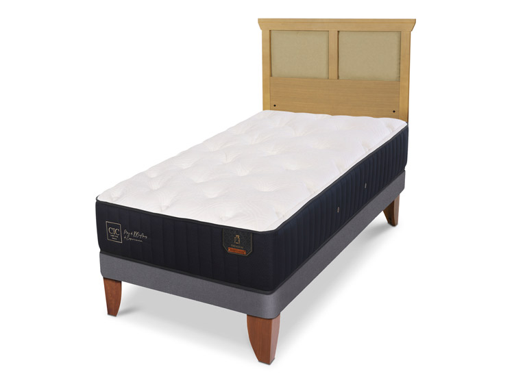 JUEGO DE DORMITORIO CIC CAMA EUROPEA PREMIUM 1.5 PLAZAS + RESPALDO TORINO MOSTAZA - 2