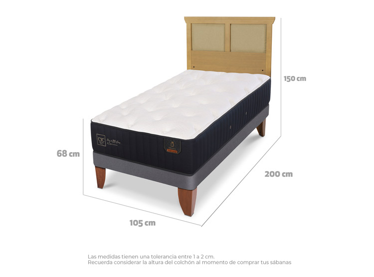 JUEGO DE DORMITORIO CIC CAMA EUROPEA PREMIUM 1.5 PLAZAS + RESPALDO TORINO MOSTAZA - 3